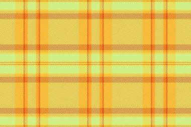 Turuncu ve kireç renklerinde vektör tekstil arka planı olan desensiz kumaş dokusu kontrol tartanı.