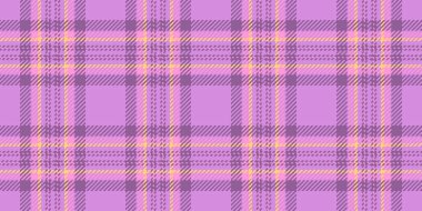Kostüm vektörü tekstil dokusu, ekoseli ekoseli kumaş. Mobilya arka plan kontrol deseni mor ve pembe renk paleti.