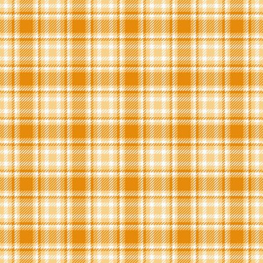 Torba kumaşı, doğum günü kumaşı, kusursuz kumaş. Kehribar ve turuncu renk paletinde konforlu vektör ekoseli kontrol.