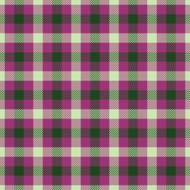 Karmaşık tekstil desenli vektör, sezonsuz kumaş dokusu. Noel süsü tartan arka plan ekoseli pembe ve açık renk paleti ile kontrol.