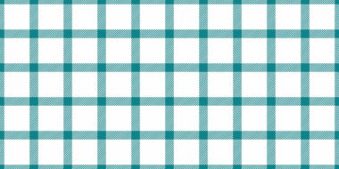 En iyi tartan vektör deseni, ekosesiz arka plan. Temiz kumaş tekstil dokusunu cyan ve beyaz renk paletinde kontrol et.
