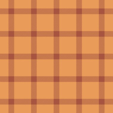 Perakende tekstil dokusu, kalın ekoseli bir kontrol. Modaya uygun tartan kumaş turuncu ve kırmızı renk paleti.