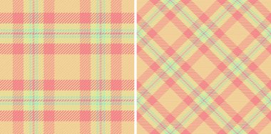 Tartan arkaplan ekoseli kumaş desenli, kumaşsız kontrol vektörlü. Paskalya moda fikirleri için gökkuşağı renklerinde ayarlanmış, şık bir kutlama..