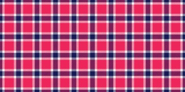 Warp ekoseli ekoseli tartan, uzay kontrol kumaşını kopyala. Doku tekstil vektör arkaplanını kırmızı ve lavanta rengi paletinde göster.