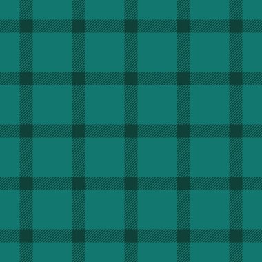 Kesintisiz ekose desen, turkuaz doku kontrolü. Gök mavisi ve koyu renk paletinde tartan vektör kumaşı yazdırılıyor.