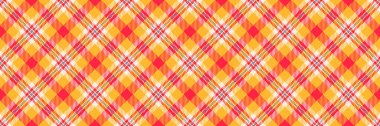 Sabit kumaş tekstil, menü desenli tartan. Kehribar ve kırmızı renk paletinde panço ekosuz arka plan vektörü.