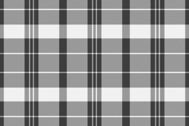 Fikir tartanı kusursuz, dekoratif vektör kumaş desenli. Gri ve beyaz renk paleti ile bornoz arkaplan tekstil dokusu.