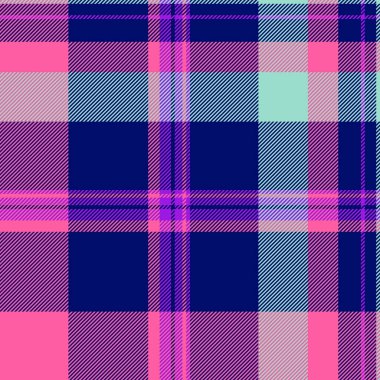 Olay örgüsü geçmişi, ekose kumaş kompozisyonu. Pahalı vektör dokusu. Mavi ve pembe renk paletinde dikişsiz tartan..