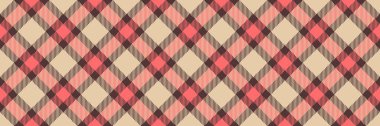 Kumaş kumaş arka plan ekoseli, yünsüz doku kontrolü. Tekstil tartan vektör desenini kırmızı ve açık renk paletinde tazele.