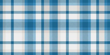 Arka planda hafif kontrol tekstili, desenli ekosesiz vektör. Kumaş dokusu tartan deseni beyaz ve cyan renk paleti olarak ver.