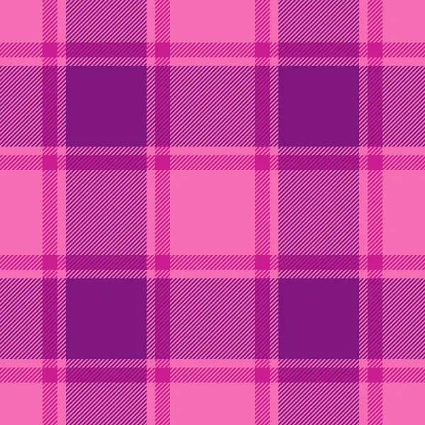 Kusursuz ekose desenli, şenlikli arka plan kumaş kumaşlı tartan. Pembe ve mor renk paletinde tekstil vektör dokusunu kontrol et.