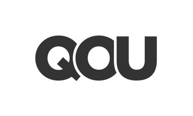 QOU logo tasarım şablonu güçlü ve modern kalın metinlerle. Basit ve minimal tipografi içeren ilk tabanlı vektör logosu. Moda şirket kimliği.