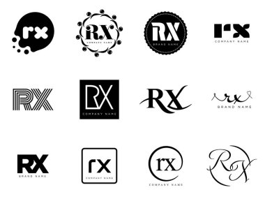 RX logo şirketi şablonu. R ve X harfi logoti. Tasarım elemanları ile farklı klasik serif harfleri ve modern kalın metin ayarla. İlk yazı tipi tipografisi.