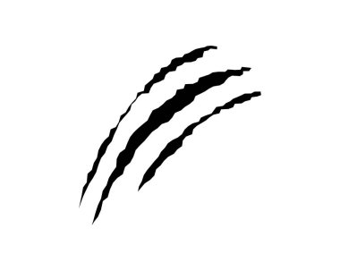 Pençe çizikleri, hayvan işaretleri tasarım unsuru, cadılar bayramı için dövme ve dekor. Siyah siluet, vektör çizimi beyaz arkaplanda izole edildi.