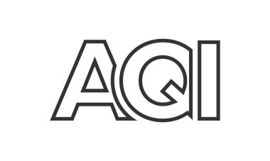 Güçlü ve modern kalın metinlerle AQI logo tasarım şablonu. Basit ve minimal tipografi içeren ilk tabanlı vektör logosu. Moda şirket kimliği.