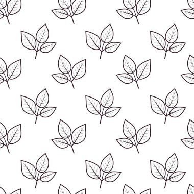 El çizimi çiçek desenli vektör tasarımı. Bitki ve yaprak ile basit bir süs. Kumaş baskı kumaşı.