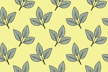 El çizimi çiçek desenli vektör tasarımı. Bitki ve yaprak ile basit bir süs. Kumaş baskı kumaşı.