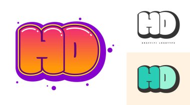 Festival ya da parti için logo tasarımı. Graffiti tarzında ilk harf h ve o. Yazı tipi tipografisinin yaratıcı modern harfleri. Çocukların trend logoti ya da kimliği.