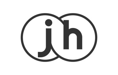 JH şirket amblemi, ana hatları yuvarlak ve J. H. Logo şablonu ile marka kimliği ve logoti için birleştirilmiş iki dairenin. Vektör Sonsuzluk sembolü