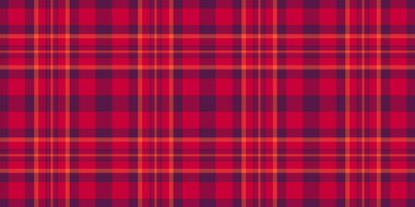 Kareli ekoseli tartan, iz desenli arkaplan dokusu. Sevgililer Günü kumaşı. Pembe ve kırmızı renk paletinde kusursuz vektör tekstili..