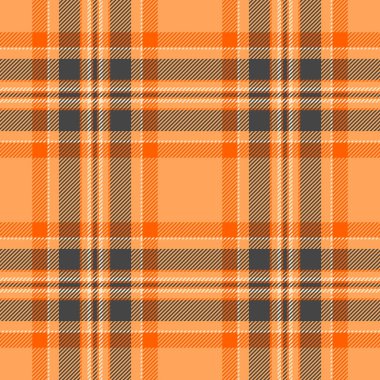 Pazarlama kusursuz doku vektörü, kırsal kumaş desenli arka plan. Turuncu ve gri renk paletiyle eski tekstil ekoseli tartan..
