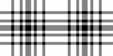 Keten vektör desenli ekose kumaş, kadın tartan kumaş. Çizilmiş doku arkaplanı beyaz ve siyah renk paletinde kusursuz kontrol.