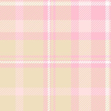 Oduncu desenli ekose kumaş, İskoç ekoseli dikişsiz çek. Açık ve pembe renk paletinde masa örtüsü arka plan vektörü.