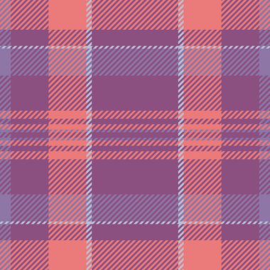 Bandanasız arka plan tartan, nazik desenli ekose vektör. Tekstil kumaş dokusunu pembe ve kırmızı renk paletinde kontrol et.
