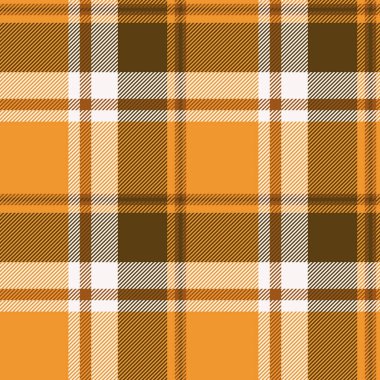 Dekorasyon desenli tartan desenli, ekose desenli, dikişsiz. Yağ bezi arkaplan vektörü turuncu ve kehribar renk paleti.