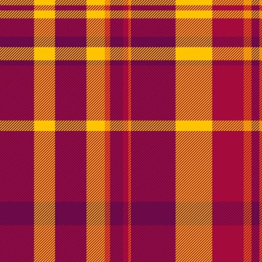 Sonbahar tartan desenli ekoseli, dikdörtgen desenli arka plan. Makine vektörü kırmızı ve pembe renk paletinde tekstil kumaşını kontrol et.