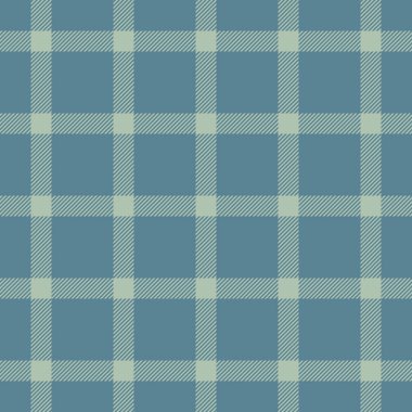 Kumaş taşıyıcısını kontrol et. Periyodik, pürüzsüz tekstil arka planı. Net desen desenli ekoseli tartan, cyan ve kül grisi renk paleti.