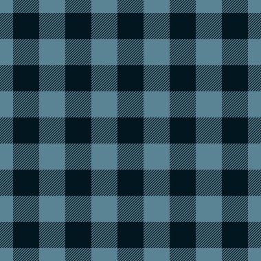 Soyut desensiz doku, New York tekstil tartan vektörü. Mavi arkaplan kumaş ekoseli Cyan ve siyah renk paletinde kontrol.