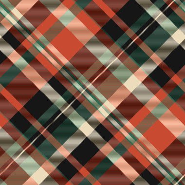 Geniş desenli ekose kumaş, çok renkli vektör arka plan tekstili. Poster kumaş tartan denetimi siyah ve kırmızı renk paletinde kusursuz.