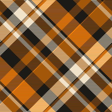 Kurdele vektör kontrolsüz, kişiselleştirilmiş desenli ekose kumaş. Hipster tekstil dokusu siyah ve turuncu renk paleti ile tartan.