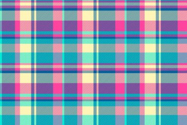 Hindistan kumaş ekoseli, kumaş desenli, dikişsiz tartanı kontrol ediyor. Tekstil arkaplan vektör dokusunu cyan ve açık renk paletinde hasat et.