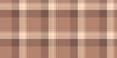 Delüks dikişsiz arka plan tartanı, gingham vektör kumaş kumaşı. Çöl ekoseli kumaş desenini turuncu ve kırmızı renk paletinde kontrol et.