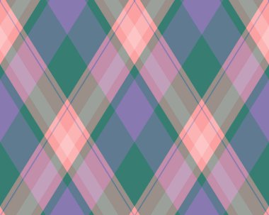 Argyle geometrik eşkenar dörtgenin kusursuz deseni. Harlequin duvar kağıdı tasarımını kontrol et. Web geçmişi için klasik elmas şekilli tekstil malzemesi, baskı kumaşı, kazak, ambalaj kağıdı, hediye kartı, davetiye.