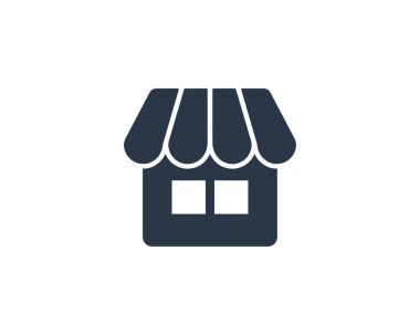 Mobil ve yerel pazar markaları için alışveriş mağazası logosu. Çevrimiçi mağaza simgeleri ödemeler, nakliyat ve satış için basit minimalist işaret, vektör illüstrasyonu.