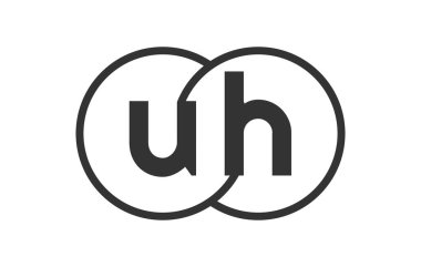 Uh şirket amblemi ana hatları yuvarlak ve iki birleşik dairenin logo şablonu, marka kimliği, logoti. Vektör Sonsuzluk sembolü