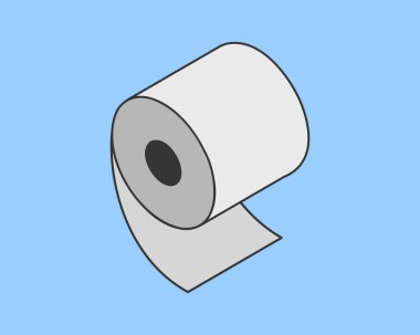 Tuvalet kağıdı rulosu veya tüp ikonu tasarımı, wc için şablon. Banyo temizliği ikonları, mutfak havlusu. Boş yumuşak kaydırma ürünleri.