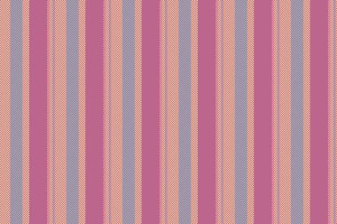 Örtülü kumaş vektör deseni, gül tekstil dikişsiz şerit. İnce desen arkaplan çizgileri pembe ve kehribar renk paletinde dikey.