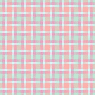 Periyodik ekoseli arka plan modeli, bebek kumaşı kontrolü. 1970 'lerin pürüzsüz desenli, açık renkli ve pembe renk paletli kumaşı..