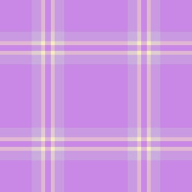 Doğum günü kumaş dokusu vektörü, paket tekstil arka planı. Güzel, pürüzsüz desenli tartan denetimi ışık ve mor renk paletinde.