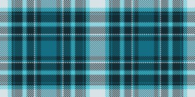 Klan dokusu tekstil deseni, yastık vektörü dikişsiz kumaş. Duvar kağıdı tartan arka plan ekoseli Cyan ve koyu renk paleti ile kontrol et.