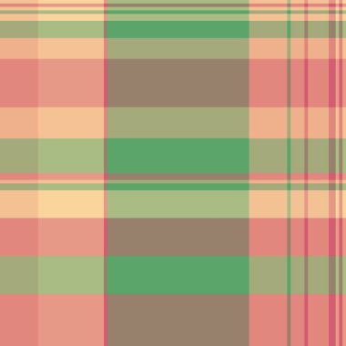 Kusursuz arkaplan deseni, taslak doku vektörü tekstili. Muhteşem ekose kumaş kumaş tartan kontrol kırmızı ve pastel renk paleti.