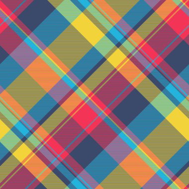 Jersey ekose desenli kumaş, dokumasız ürün çeki. Mavi ve sarı renk paletinde renkli arkaplan kumaş desen vektörü.