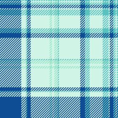 Mevsim dokusu ekoseli, yaprak desenli vektör. Parti denetimi için tartan kumaş açık ve mavi renk paletinde pürüzsüz.
