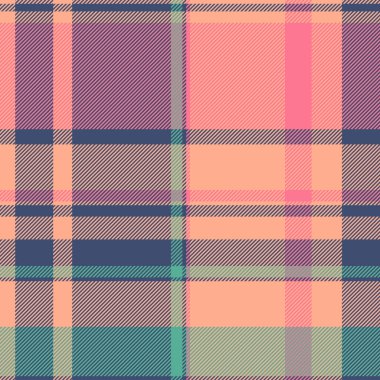 Üstü örtülmüş tartan doku vektörü, kusursuz kumaş kontrolü. Fransa arkaplan desenli mavi ve turuncu renkli ekose palet.