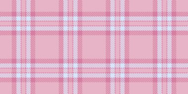 Canlı doku kumaş vektörü, sonsuz desenli tartan ekose. Aydınlık ve pembe renk paletinde kusursuz tekstil arkaplanını kontrol et.