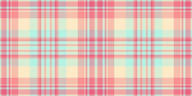 Kumaşı kazı, arka planı kontrol et, paskalya dokusu vektör deseni. Torbada kırmızı ve açık renkli ekose kumaş var..